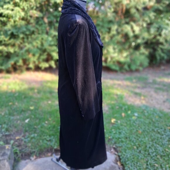 Black Velvet Vintage 90's Opera Coat or Dress M/L - Picture 7 of 9